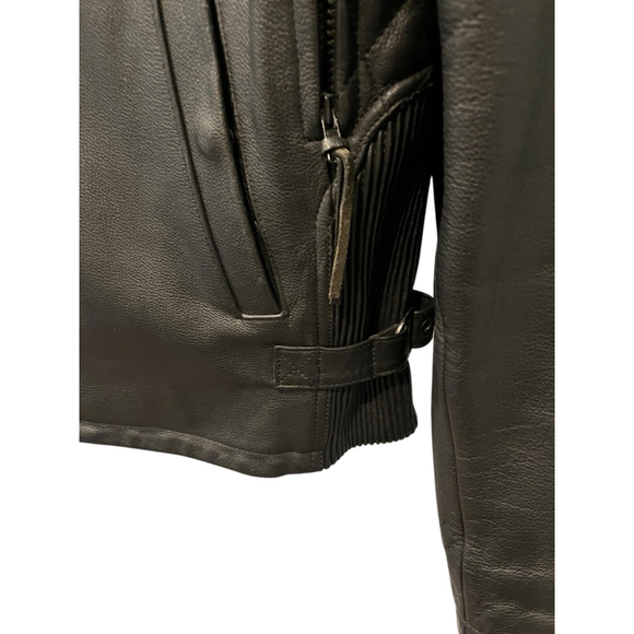 Harley Davidson Motorcycle Black Leather Riding Jacket Size XL Zip Armor Biker - Picture 5 of 11